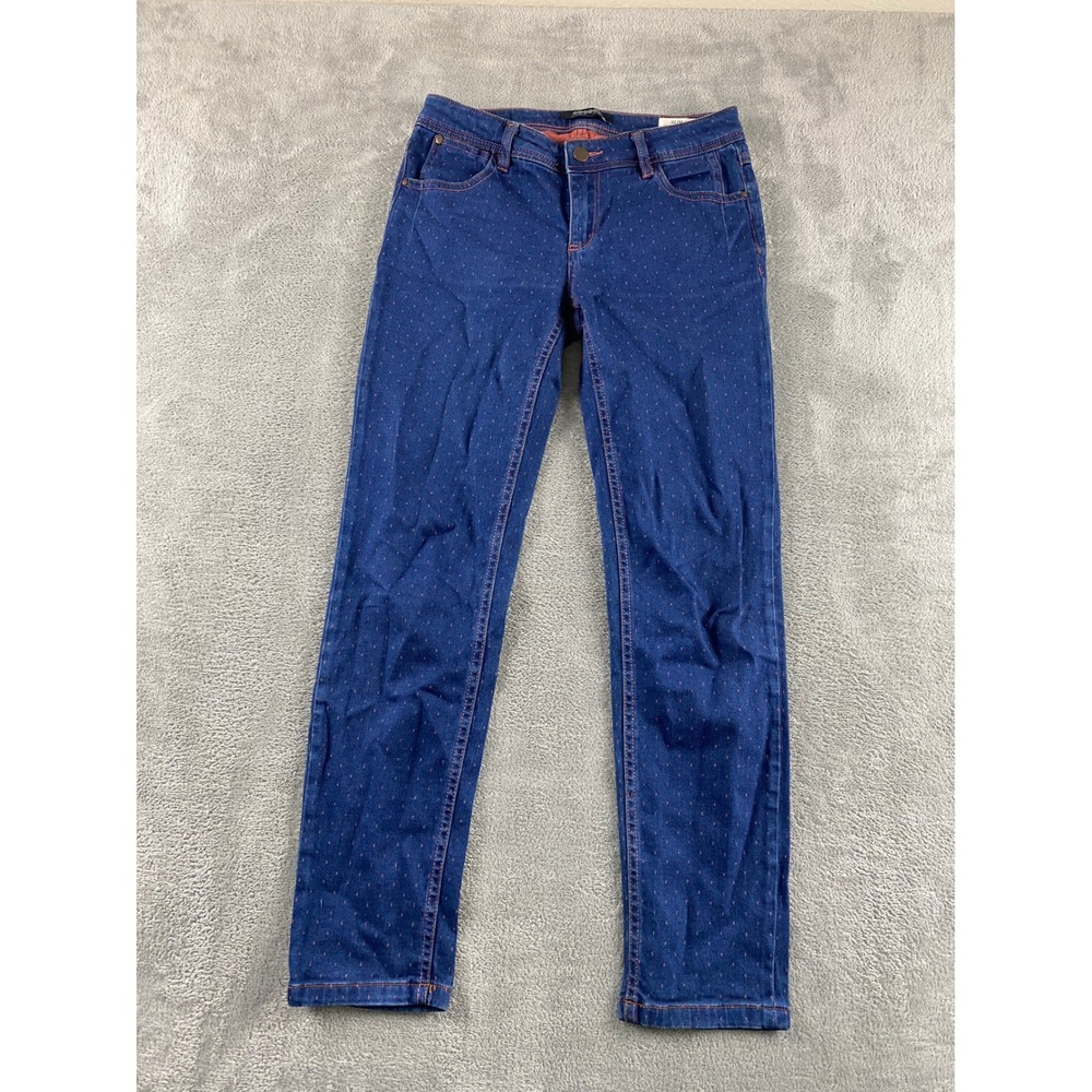 Bonobo Jeans Womens Slim Fit Blue Denim Orange Embroidered Dash Pants US 26